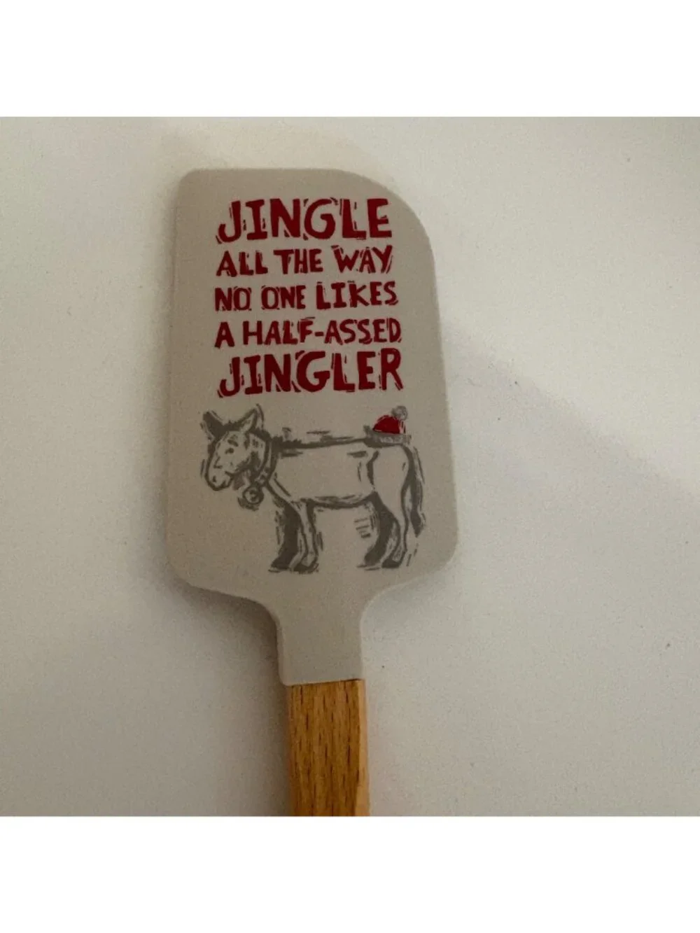 Jingle All The Way Silicone Spatula With Wooden Handle By Primitives By Kathy